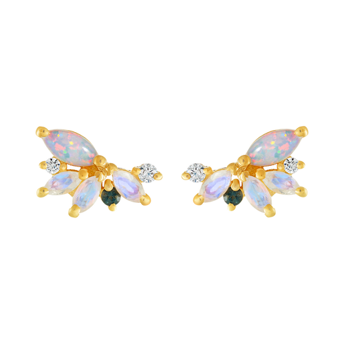 Opal & Diamond Butterfly Studs by La Kaiser