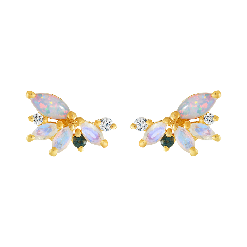Opal & Diamond Butterfly Studs by La Kaiser