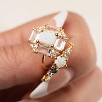 Opal & Topaz Baguette Fire Ring: 7