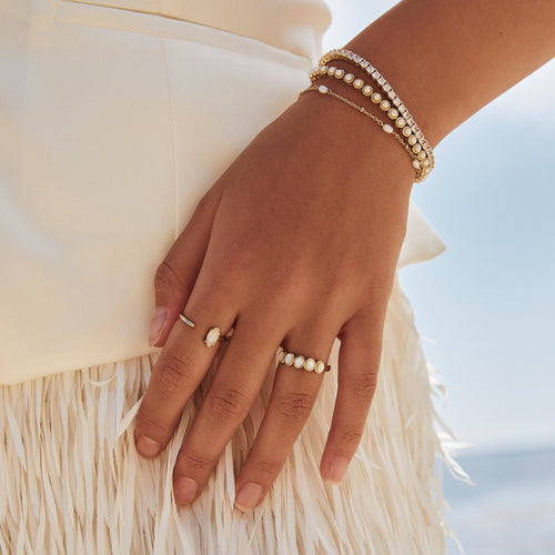 Tennis Bracelet - Pearl: 6.5 inch Bracelets by Elizabeth Stone Jewelry