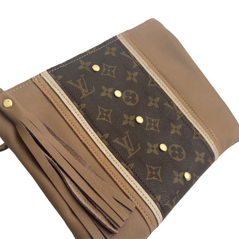 Caroline Crossbody In Mocha Mousse Leather | Upcycled LV