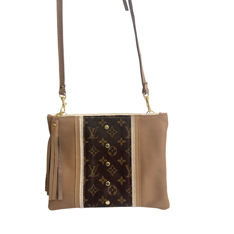 Caroline Crossbody In Mocha Mousse Leather | Upcycled LV