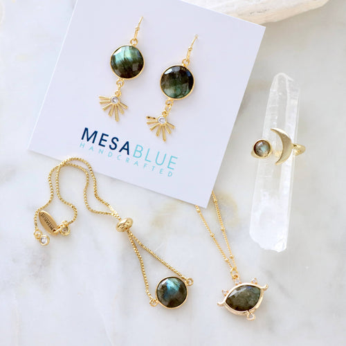 Labradorite Coin Adjustable Bracelet