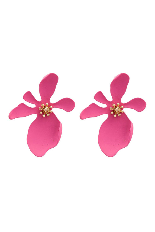 Flora Pink Earrings with Shimmering Glass Crystals