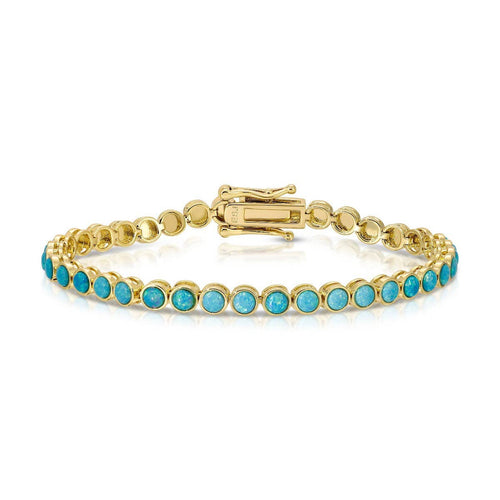 Tennis Bracelet - Blue Opal: 6.5 inch Bracelets by Elizabeth Stone Jewelry