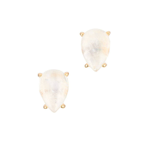 8k Moonstone and 14k Gold Vermeil Pear Cut Studs by Adornia