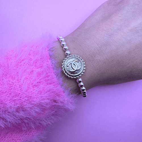 925 Sterling Silver 5mm Beaded Chanel Bracelet: 6.5 Inches