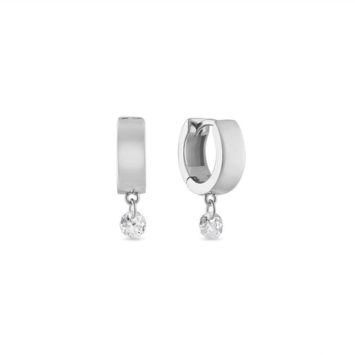 925 Sterling Silver Pierced Dangle CZ Diamond Wide Huggies Sterling Silver earrings by EMILY VOLASKI