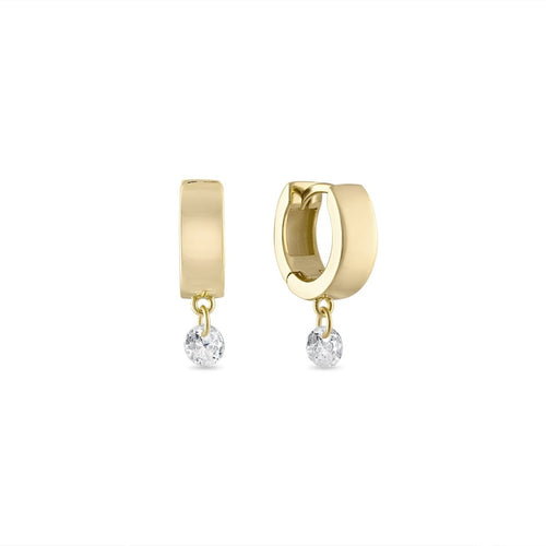 925 Sterling Silver Pierced Dangle CZ Diamond Wide Huggies 14k Yellow Gold Vermeil earrings by EMILY VOLASKI