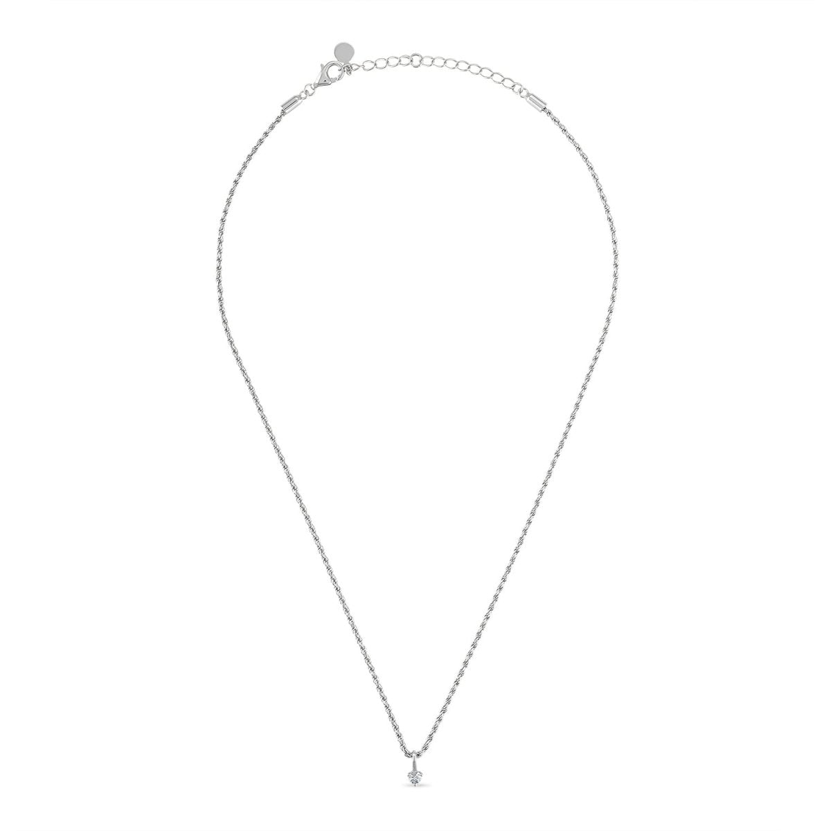925 Sterling Silver Rope Chain Necklace with White Sapphire Charm - Red Bird Road