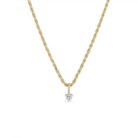 925 Sterling Silver Rope Chain Necklace with White Sapphire Charm