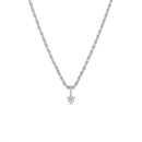 925 Sterling Silver Rope Chain Necklace with White Sapphire Charm - Red Bird Road