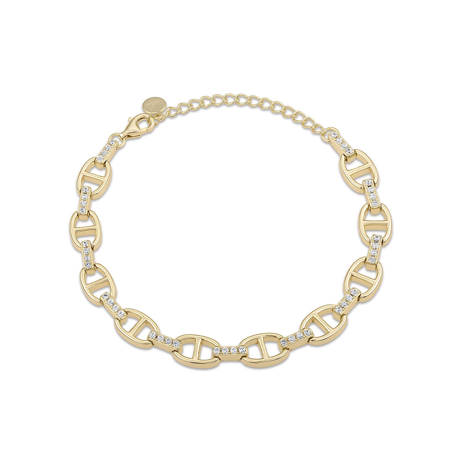 14k Vermeil Pave' Anchor Link Chain Bracelet
