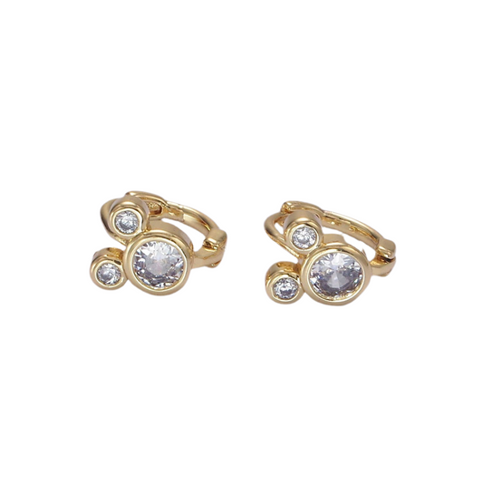 14K Gold Filled Clear CZ Magic Mouse Huggie Earrings