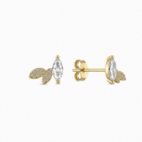 14k Vermeil Marquise Curved Petal Stud Earrings