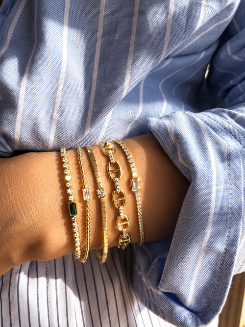 14k Vermeil Pave' Anchor Link Chain Bracelet