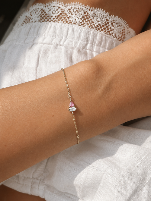 14k Vermeil Pink Sapphire & White CZ Duo Bracelet