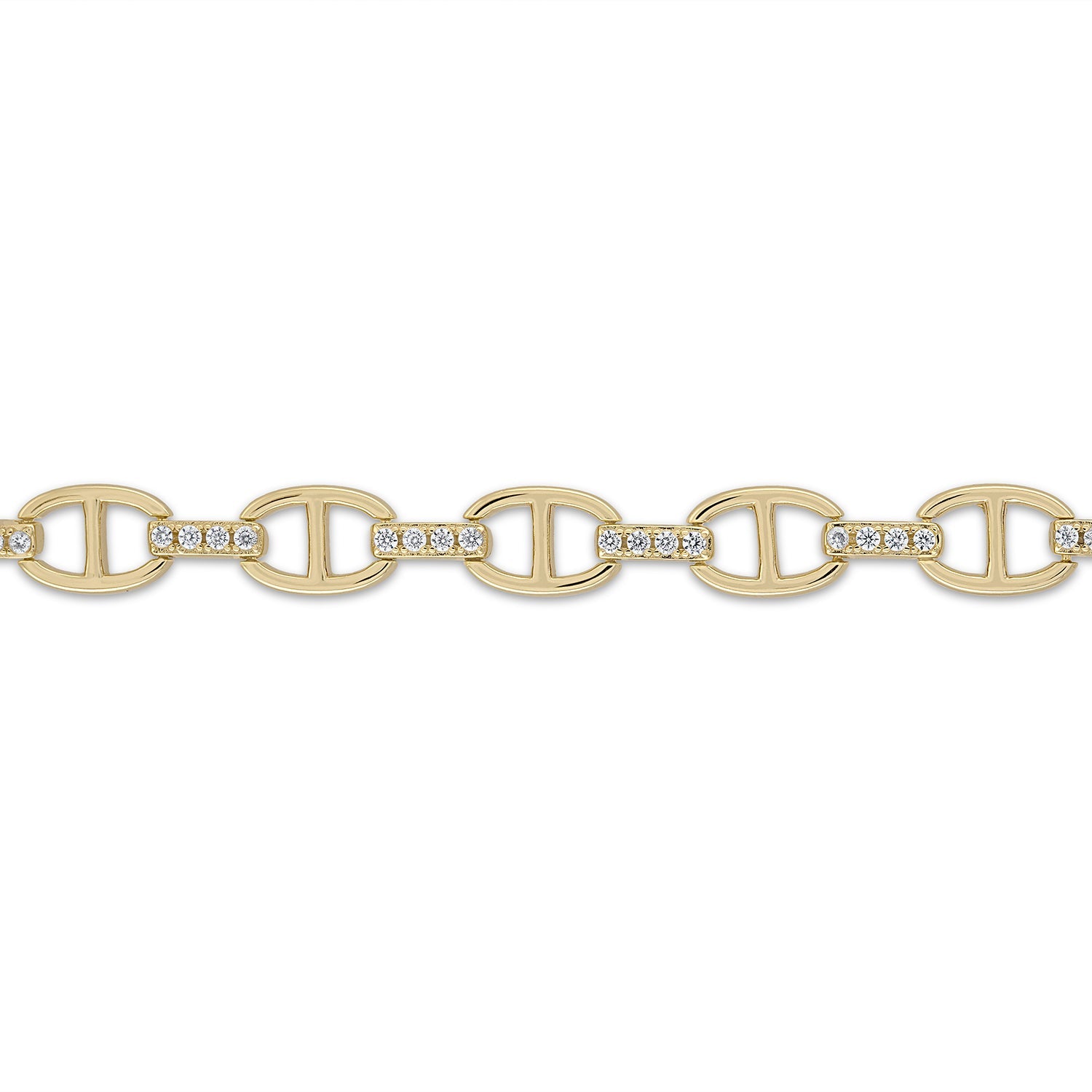 14k Vermeil Pave' Anchor Link Chain Bracelet