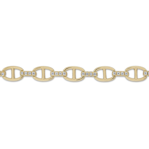 14k Vermeil Pave' Anchor Link Chain Bracelet