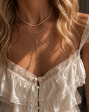 14k Vermeil CZ Stone Lariat Necklace