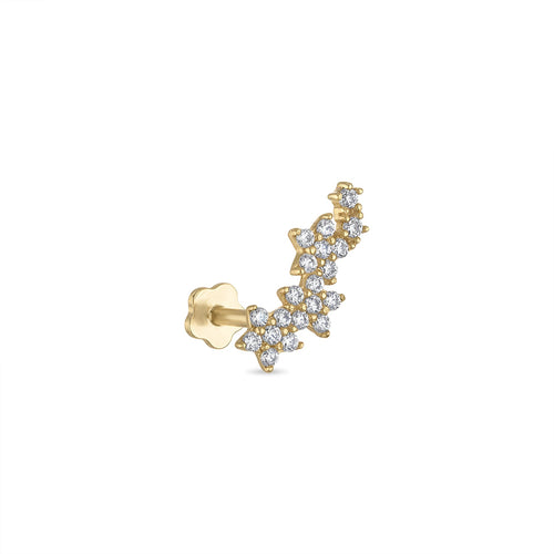 14k Vermeil Star Moissanite Climber Flat Back Earring