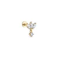 14k Vermeil Moissanite Petal Cluster Flat Back Stud with Drop