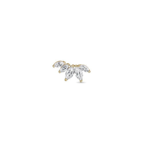 14k Vermeil Marquise Curve Moissanite Flat Back Climber Earring