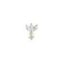 14k Vermeil Moissanite Petal Cluster Flat Back Stud with Drop
