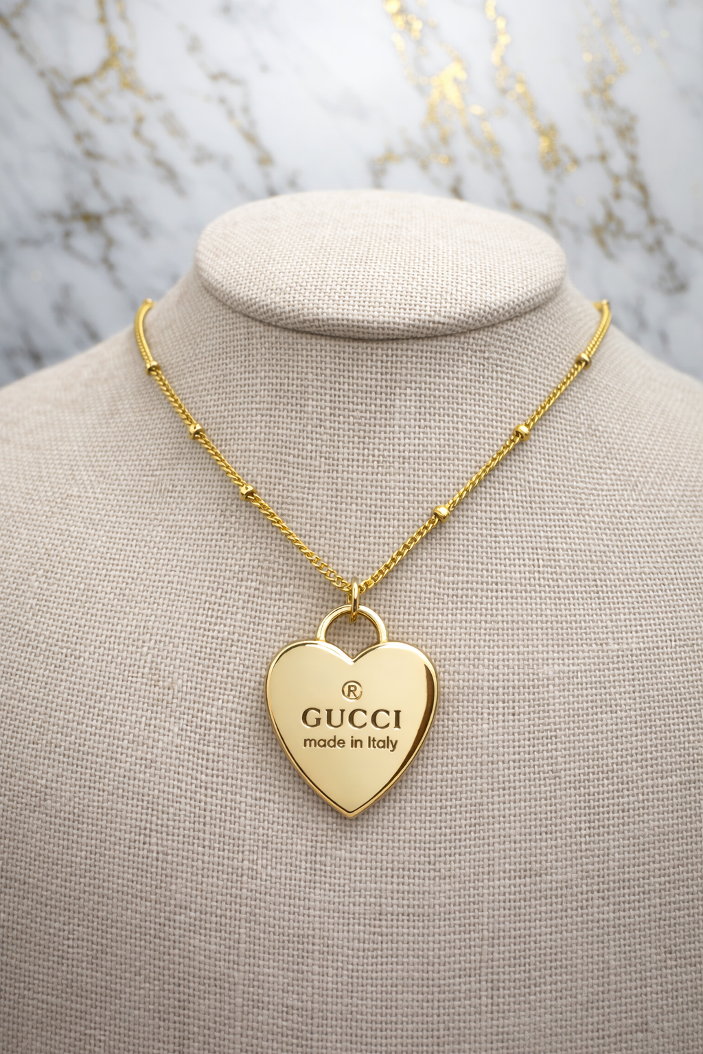 Upcycled Gold Gucci Heart Necklace