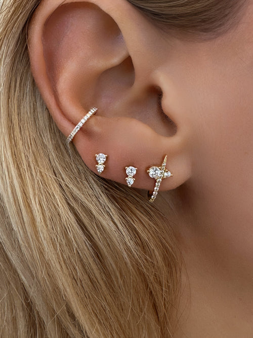 925 Sterling Silver Radiance Curve CZ Stud Earrings