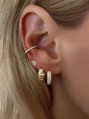 925 Sterling Silver Double Row CZ Pavé Huggie Hoops
