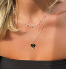 14k Gold Vermeil Layering Dangle CZ on Beaded  Chain