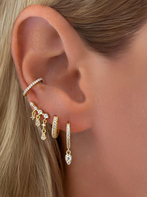 925 Sterling Silver Waterfall Chain Drop Stud Earrings