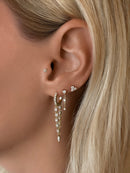 14k Gold Diamond Delicate Dangle Chain Stud Earrings
