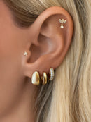 14k Vermeil Moissanite Petal Cluster Flat Back Stud with Drop