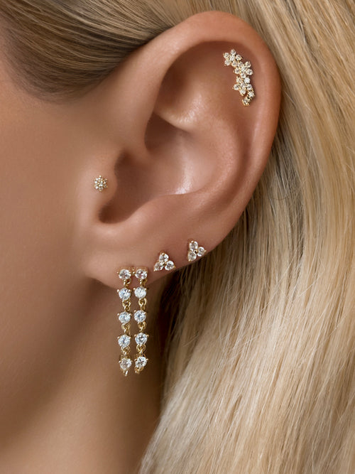 14k Vermeil Star Moissanite Climber Flat Back Earring