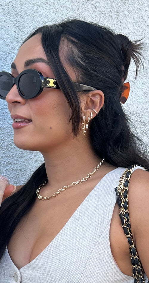 14k Vermeil Marquise Bezel CZ Drop Huggie