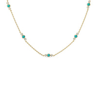 14k Gold Vermeil Turquoise & CZ Station Necklace