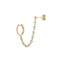 14k Vermeil Huggie and Stud Dangle Chain Earring