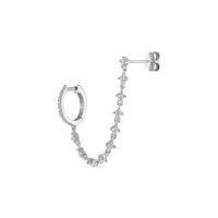 925 Sterling Silver Huggie and Stud Dangle Chain Earring