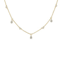 14k Gold Vermeil Bezel & Pave' Dangle Teardrop Necklace
