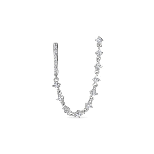 925 Sterling Silver Huggie and Stud Dangle Chain Earring