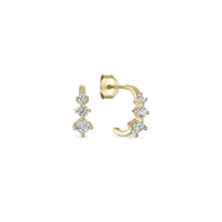 14k Vermeil Graduating Stone Stud Hoop Earrings