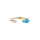 14k Vermeil Turquoise & CZ Open Band Wrap Ring