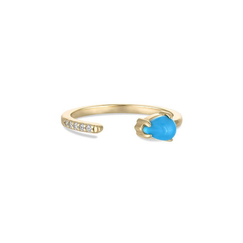 14k Vermeil Turquoise & CZ Open Band Wrap Ring