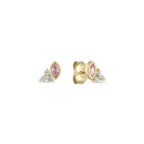 14k Vermeil Pink Sapphire & CZ Cluster Stud Earrings