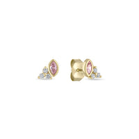 14k Vermeil Pink Sapphire & CZ Cluster Stud Earrings