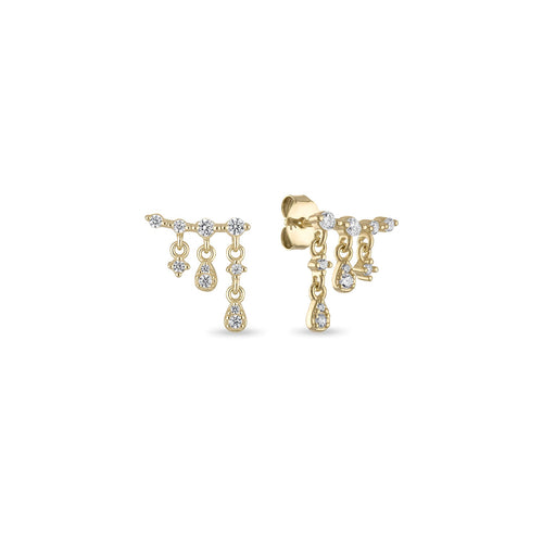 925 Sterling Silver Waterfall Chain Drop Stud Earrings