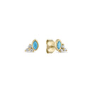 14k Vermeil Marquise Turquoise & CZ Cluster Stud Earrings