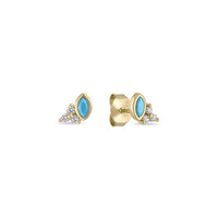 14k Vermeil Marquise Turquoise & CZ Cluster Stud Earrings